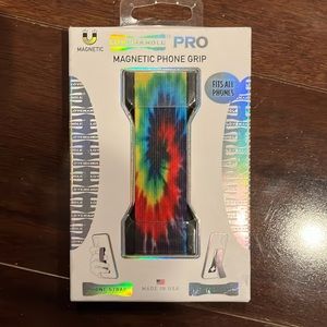 NIB - Love Handle Pro - Magnetic Phone Grip, Strap & Kickstand - Rainbow Tie Dye